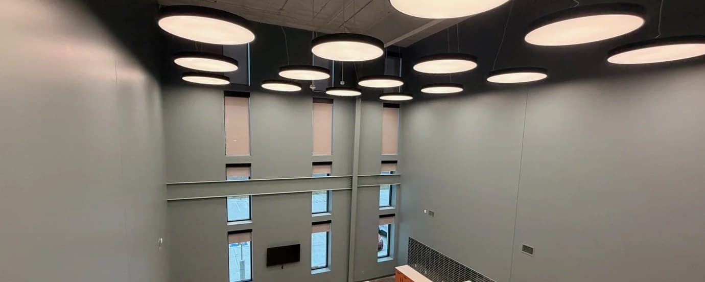 A two-story atrium repainted by DGR Painting Contractors