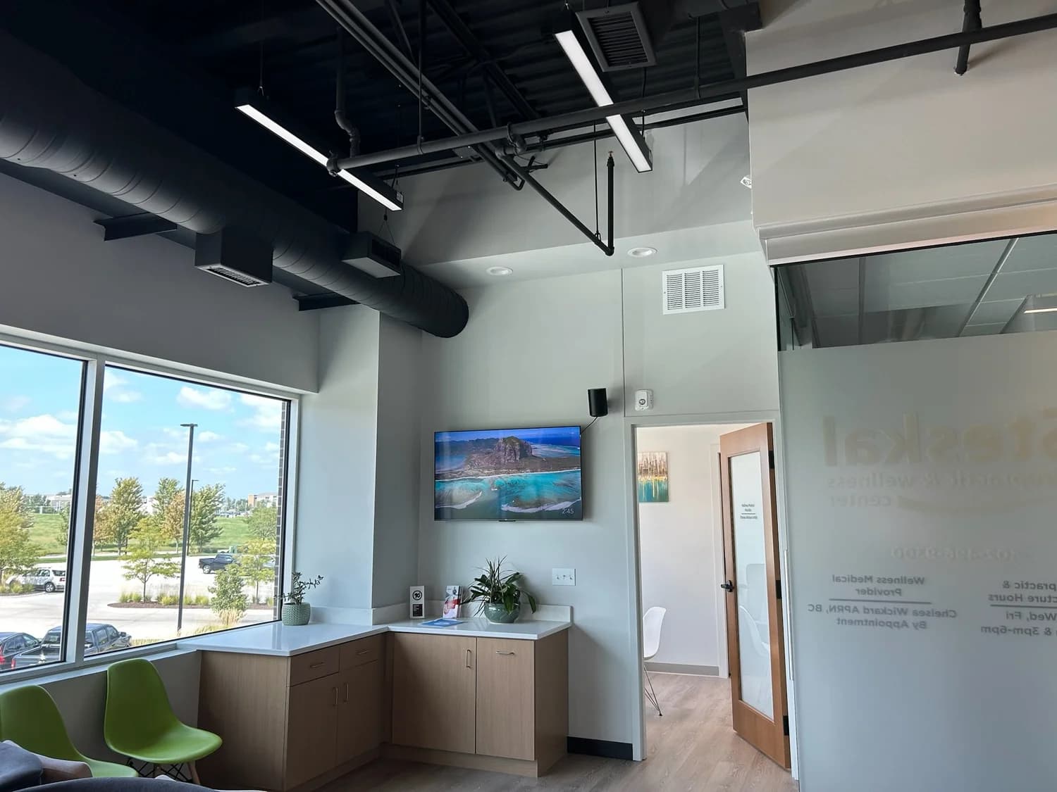 The waiting area at Steskal Chiropractic and Wellness Center in Omaha